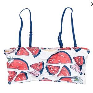 Pink Chicken Watermelon Puzzle Courtney Bandeau Bikini Top S NWOT